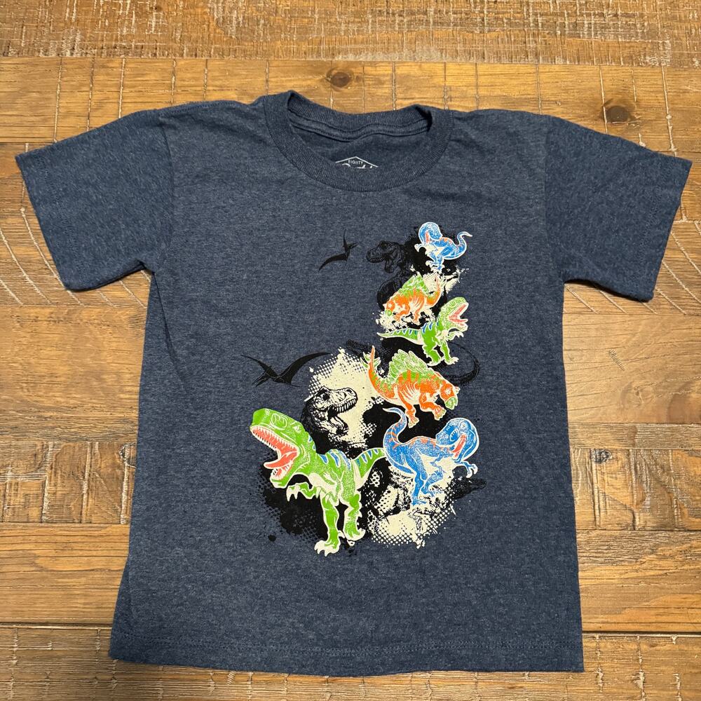 Eighty Eight size 4 Boys T-Shirt Dinosaur Group Heather Navy Blue Dinos Novelty